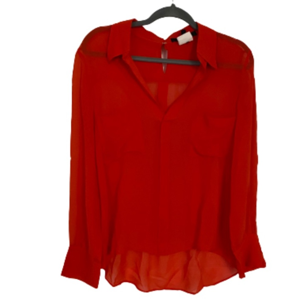 Feel Chic & Sleek | BCBG | Comfy Sheer Long Sleeve Sheer Top Blouse